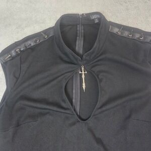 Widow Dolls Kill Black Spiked Shoulder Sword Keyhole Mini Dress 3X Plus Size